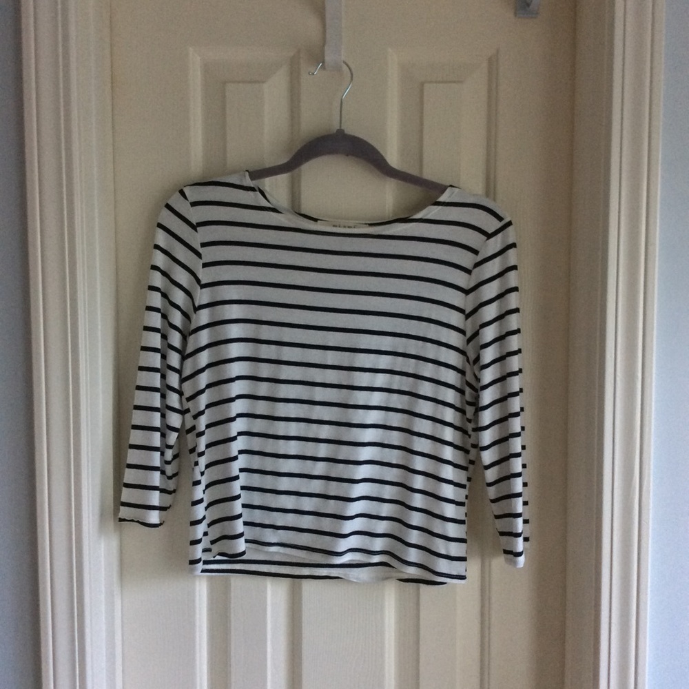 miami Black & White Striped Cropped Tee